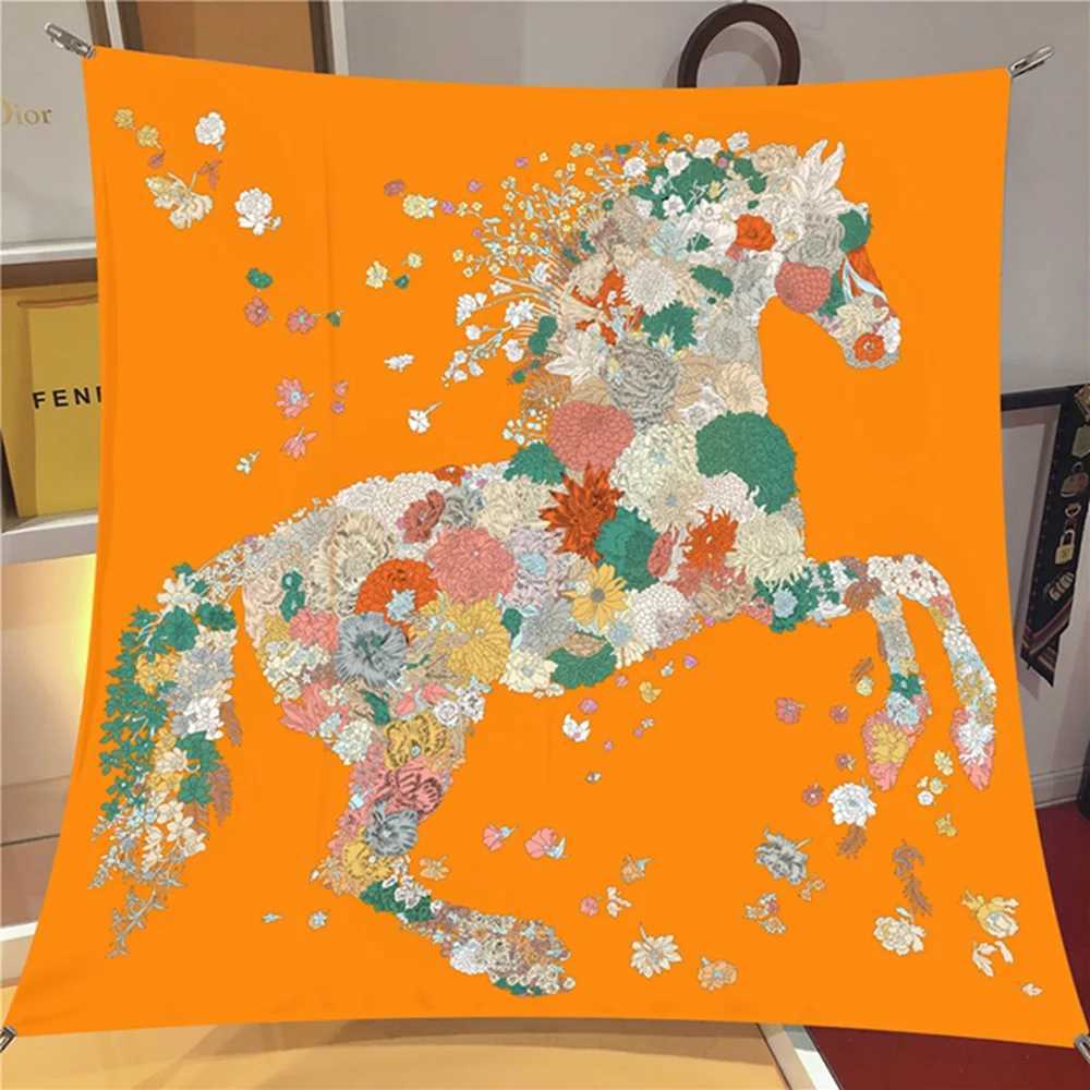 90x90cm Silk Scarf Women French Retro Bandana Shawl Wrap Fashion Twill ElegantW251029