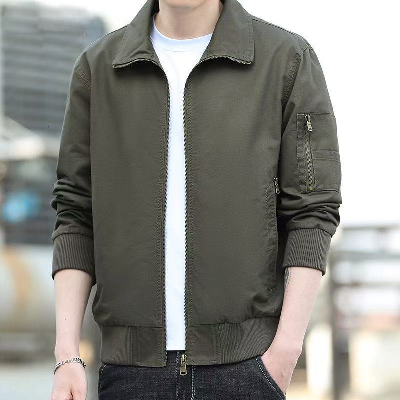 Spring And Autumn New Workwear Jacket Men's Pure Cotton Jacket Loose Large Size American Designer Coat Pilot Lapel Casual Jacket