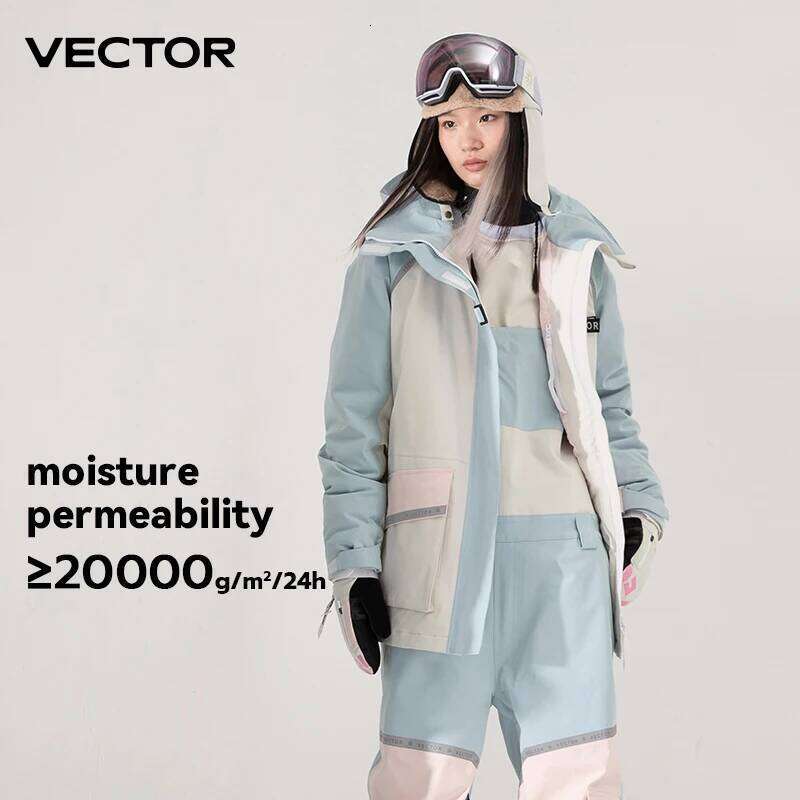 VECTOR Brand Men Women Jacket Winter Warm Windproof Waterproof Ski Suit Outdoor Sports Snowboard Coat Splicing Double Plate