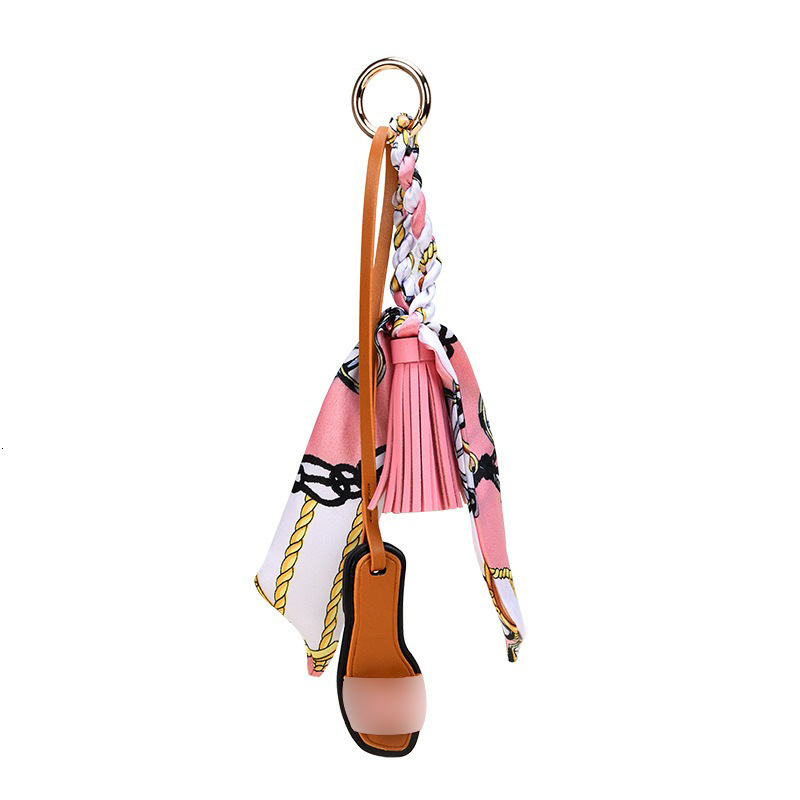 H Home Slippers Ribbon Bow Tassel Bag Car Women Korean Keychain Fashion Pendant