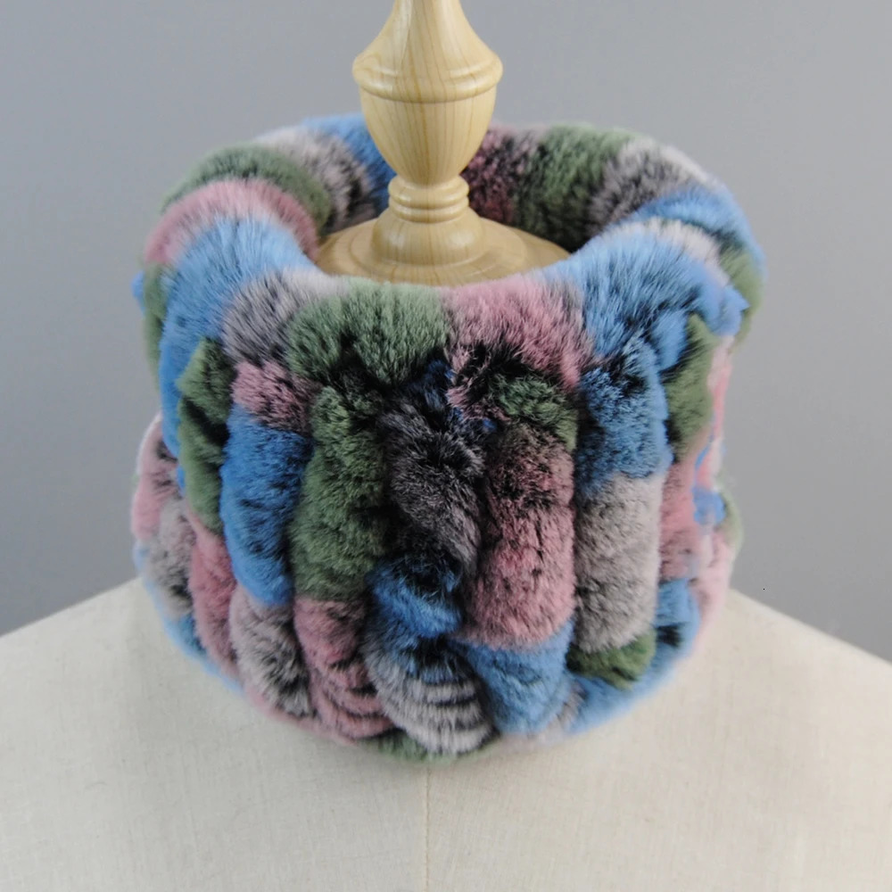 Good Elastic Rex Rabbit Fur Ring Scarves Winter Warm Women Genuine Rex Rabbit Fur Scarf Knitted Real Natural Fur Wraps Headbands 251021
