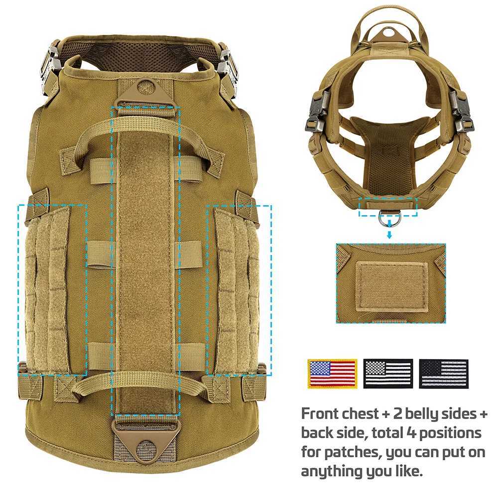 Nylon Tactical Dog Harness Military Dogs Vest Durable Pet Training Harnesses with Flags for Medium Large Dogs Golden Retriever J251129
