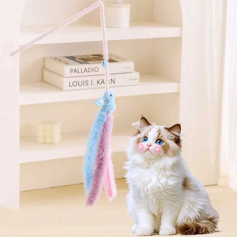 Cat Toys Plush Tassel Cats Teaser Stick Wool Rabbit Cat Toys Interactive Cute Sticks Cats Toy with Bell Kitten Toy Pet Supplies S251029