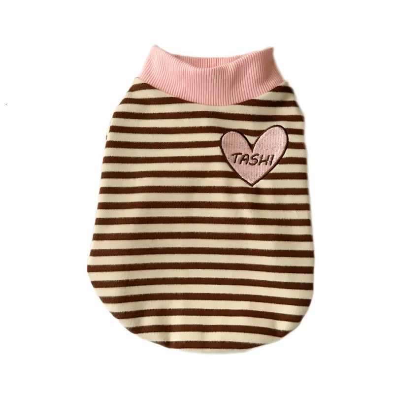 New Dog and Cat Striped Base Shirt Dog Love Tshirt Pet Clothes Teddy AutumnWinterSpring Teddy Dog Hoodie Puppy Clothes C251030