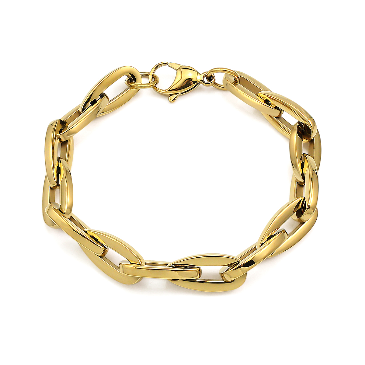 Thick Chunky Links Gold Plated Bracelet and Necklace for Men | Durable Stainless Steel Chains Accessory Collection