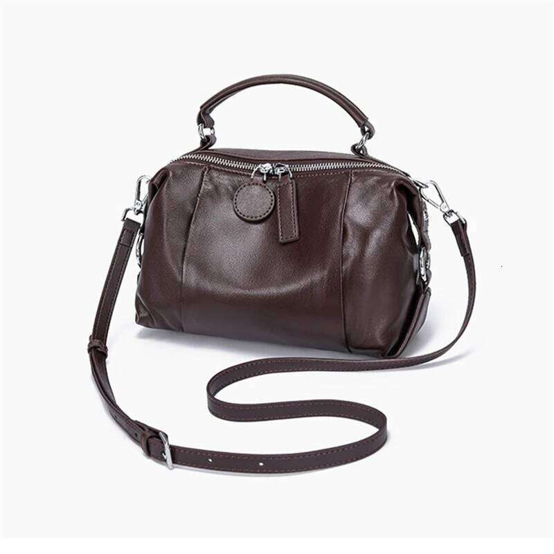 Nesitu High Quality Vintage Black Brown Coffee Full Grain Genuine Leather Women Handbag Shoulder Messenger Bag Phone Purse M2701