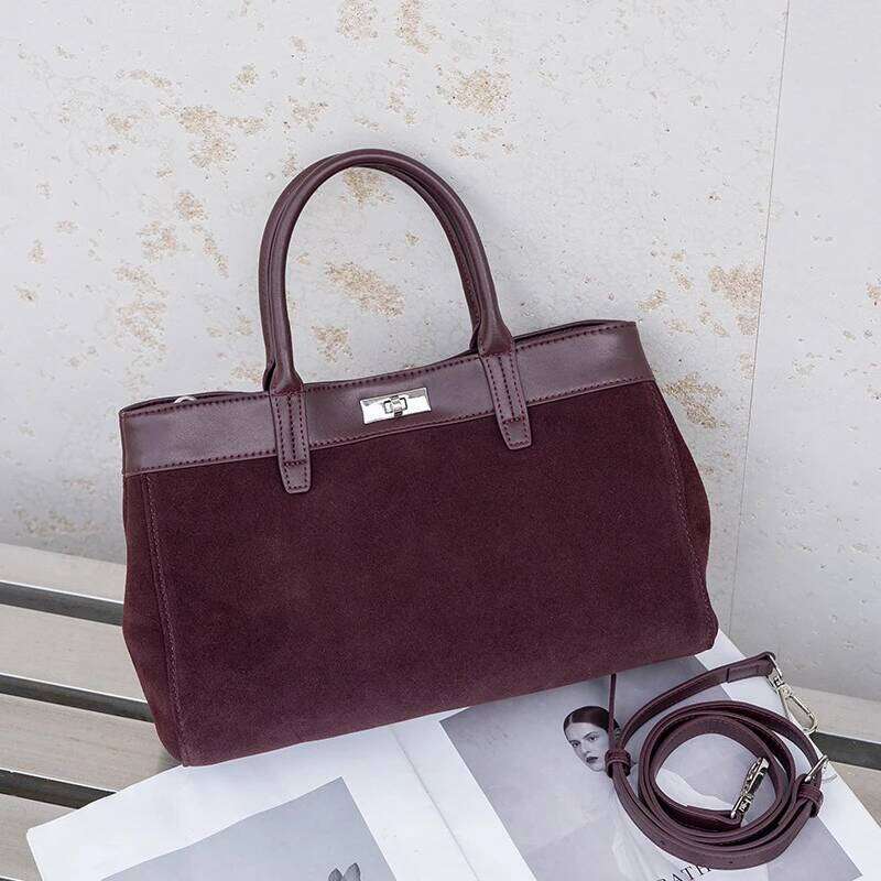 Designer bag 52 Hifashion Retro Suede Genuine Leather Tote Handbags For Women 2025 Designer Top Handle Matte Office Female Shoulder Bags