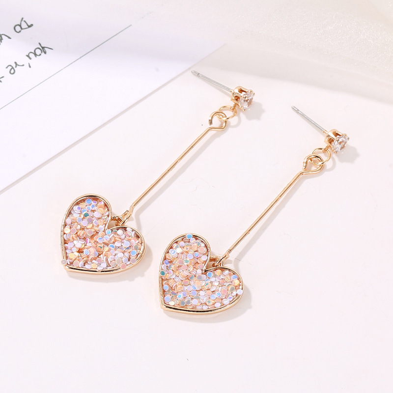 Korean Fresh Heart Tassel Sweet Internet Celebrity Style Colorful Earrings Fashion Versatile Trendy Accessories