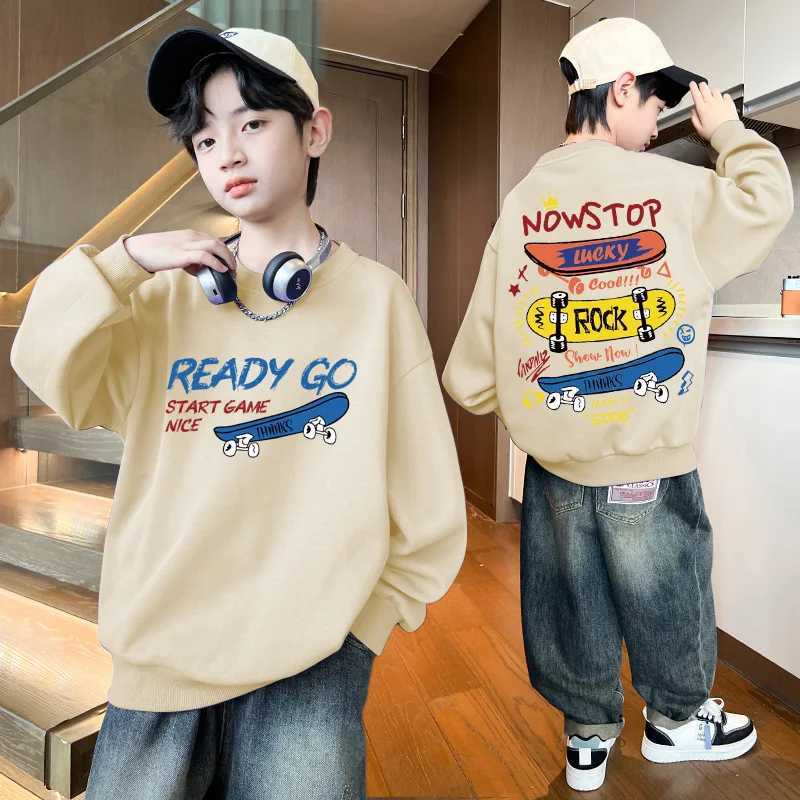 Streetwear Skateboard Sweatshirt Hoodies Autumn Baby Boys Clothing 7 To 14 Years Long Sleeves Tops Pullovers for Kids ClothesT251030