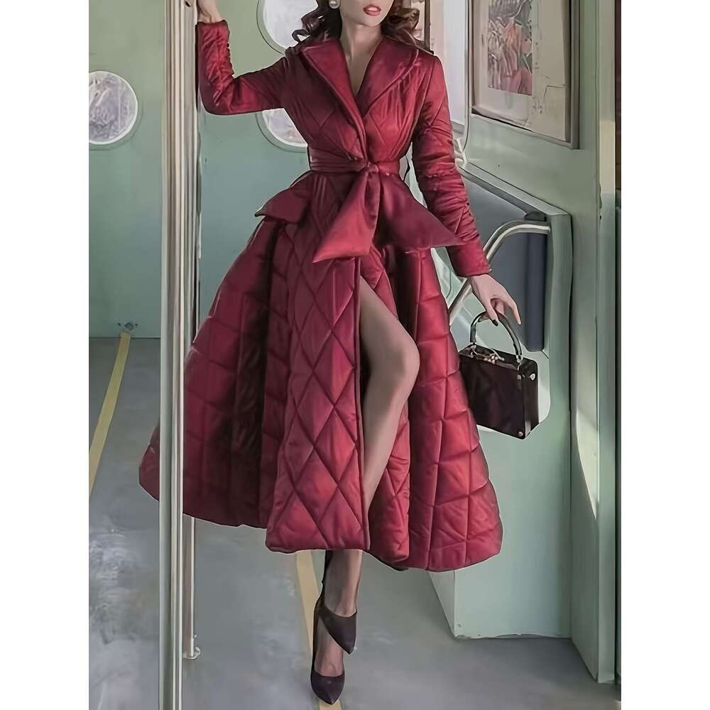 Women S Elegant Long Sleeve Coat Dress A Line Silhouette With Belt Detail Flared Hem Solid Black Non Stretch Fabric Hand Wash Only Latin Inspired