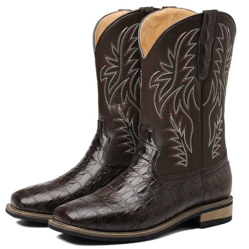 Retro wide toe Western cowboy boots highquality Mens boots Male shoes adult embroidery MidCalf boots Knight Cowboy Boots 2025 Z251029