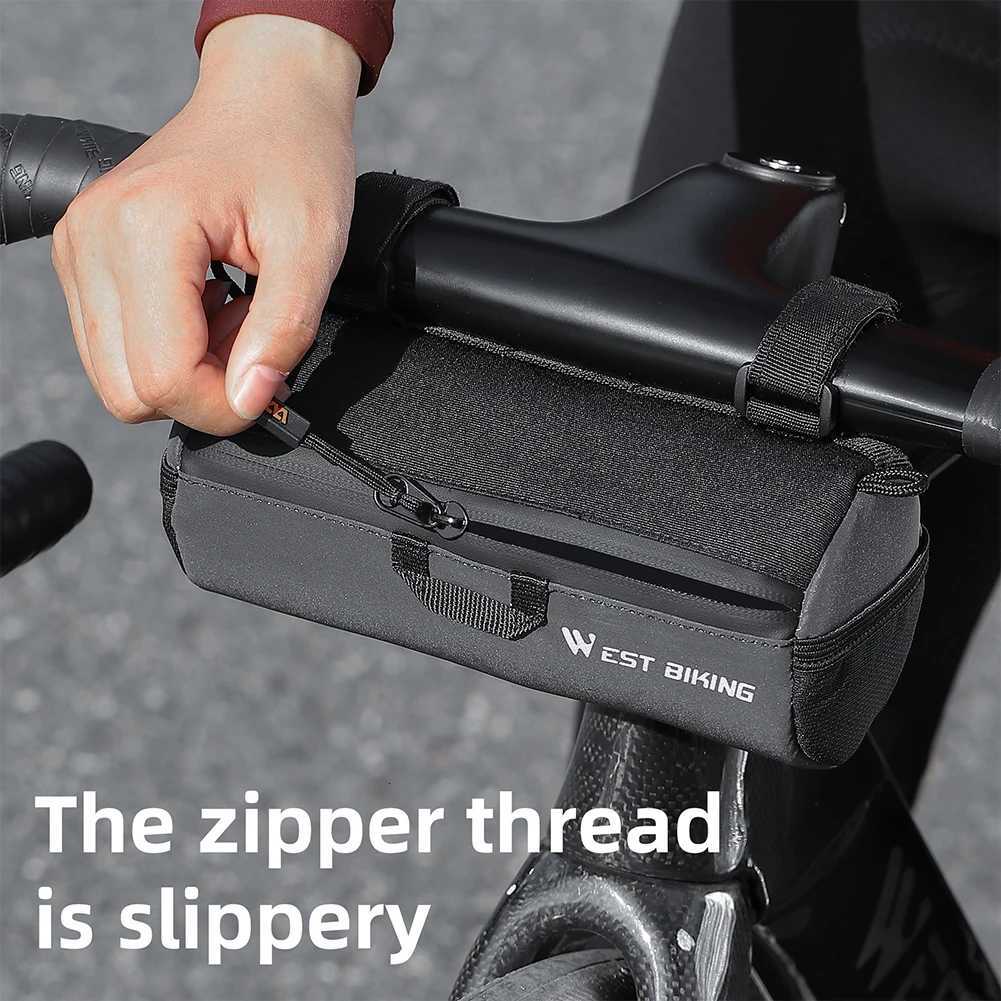 1L Bike Handlebar Bag Bike Front Tube Bag with Shoulder Strap Bike Front Frame Bag Multifunction for Mountain Road Bikes H251029