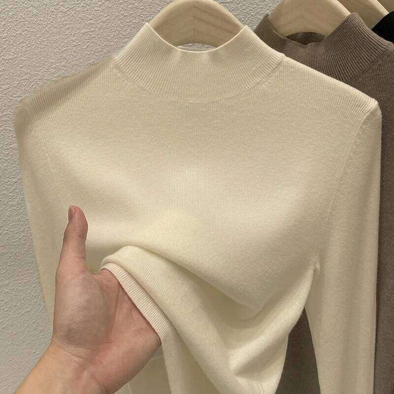 Women Autumn Winter 2025 Fashion Turtleneck Jumpers Female Slim Fit Sweater Ladies Solid Color Knitted Soft Pullovers Designer Sweater Women Bear Swea