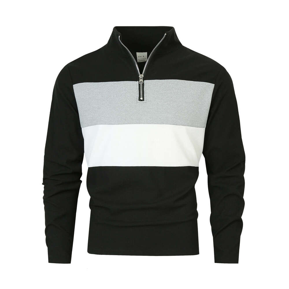 European Size New Spring Autumn Fashion Men's Zipper Turn-down Collar Long Sleeve Trendy Design Sense Elegant Pullover