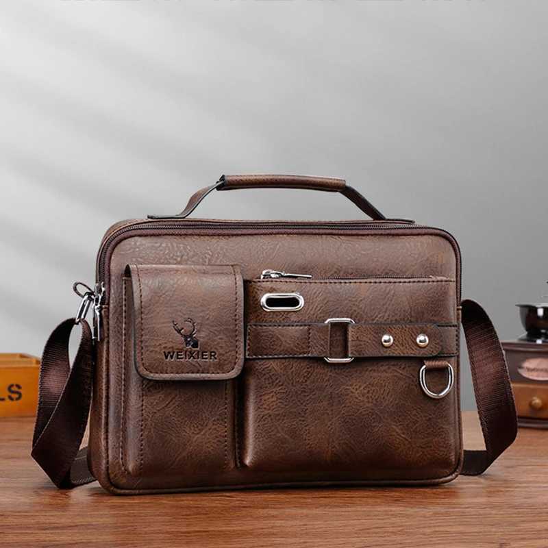 Small MenS Briefcase Bag Leather Handbags Cross Shoder Business Tote Bost Breifcases Square Wallets Crossbody Bag M Y251011