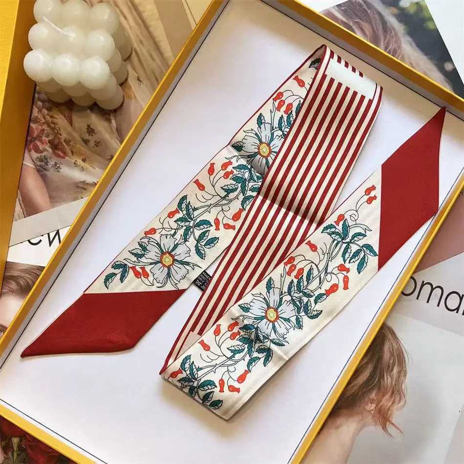New Twill Silk Small Silk Scarf Korean Version Diagonal Scarf Womens Headband Gift Small Streamer 590cmW251029