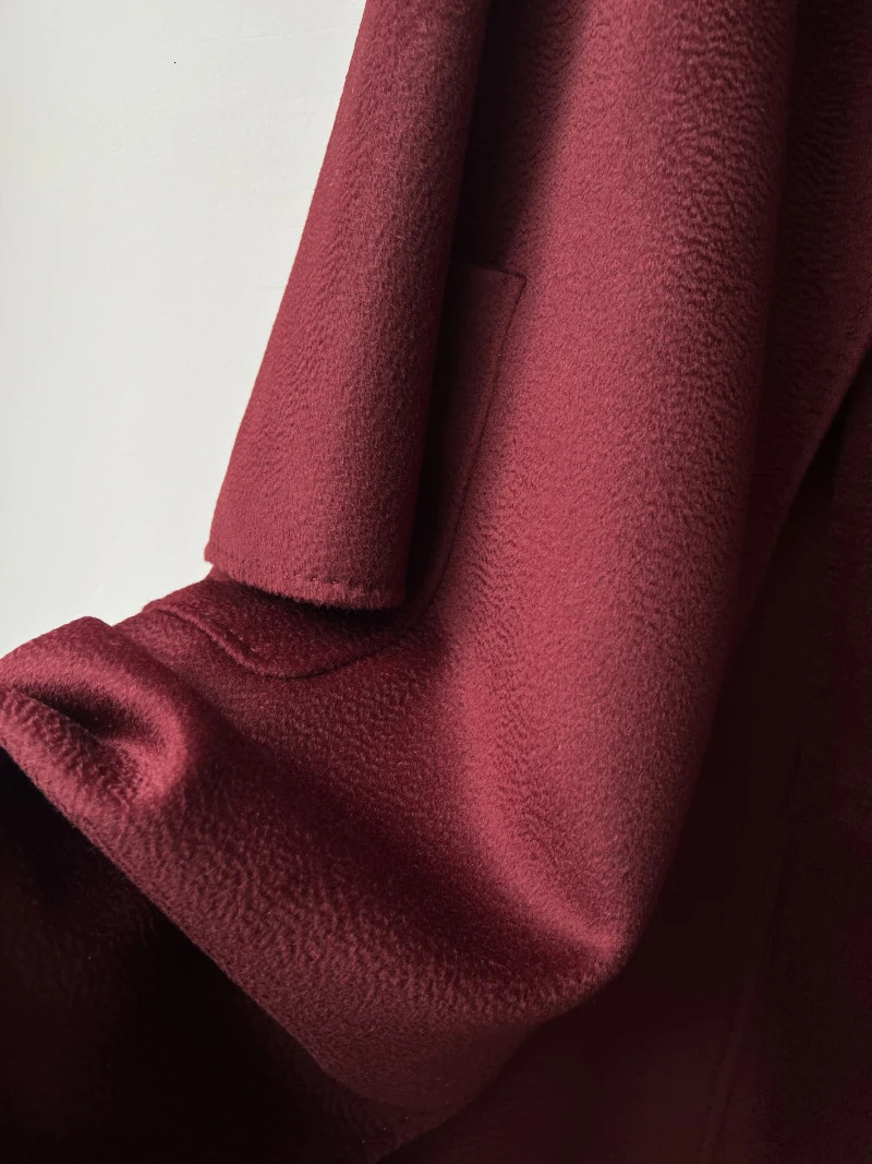 Colors Handmade Bathrobe Style Big Size Water Ripple Doublesided Wool Women Coat Lapel Loose Belt Jacket Autumn Winter 251029