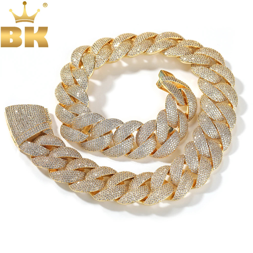 THE BLING KING 24mm Heavy Bubble Cuban Necklace Micro Paved Out Cubic Zirconia Fashion HipHop Jewelry For Party Gift 251029