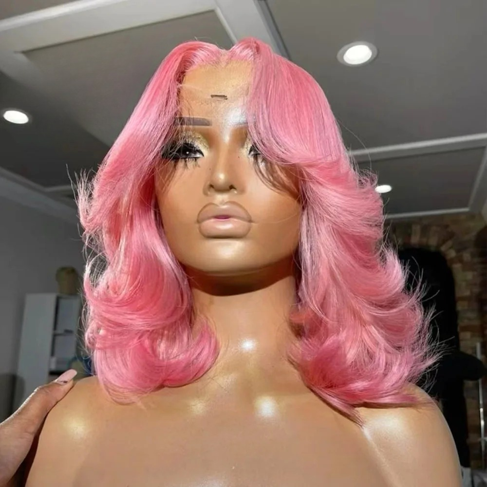 Pink Short Bob Wig 13x4 Glueless Lace Wigs Body Wave Human Hair Wig Preplucked 13x6 Hd Lace Wig For Women Cosplay Daily Wear Purple