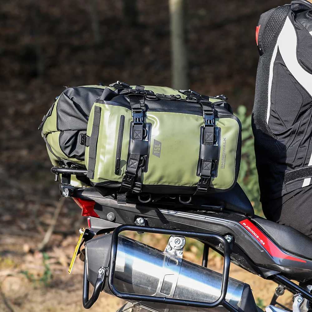 Rhinowalk Motorcycle Tail Bag 100Waterproof Cycling Backpack 8L 15L 30L Motor Side Saddle Pack Travel Luggage Box Accessories H251029
