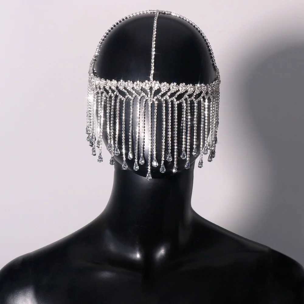 Stonefans Boho Rhinestone Long Tassel headband Chain Jewelry for Women Water Drop Pendant Crystal Mask Hat Accessories GiftW251029