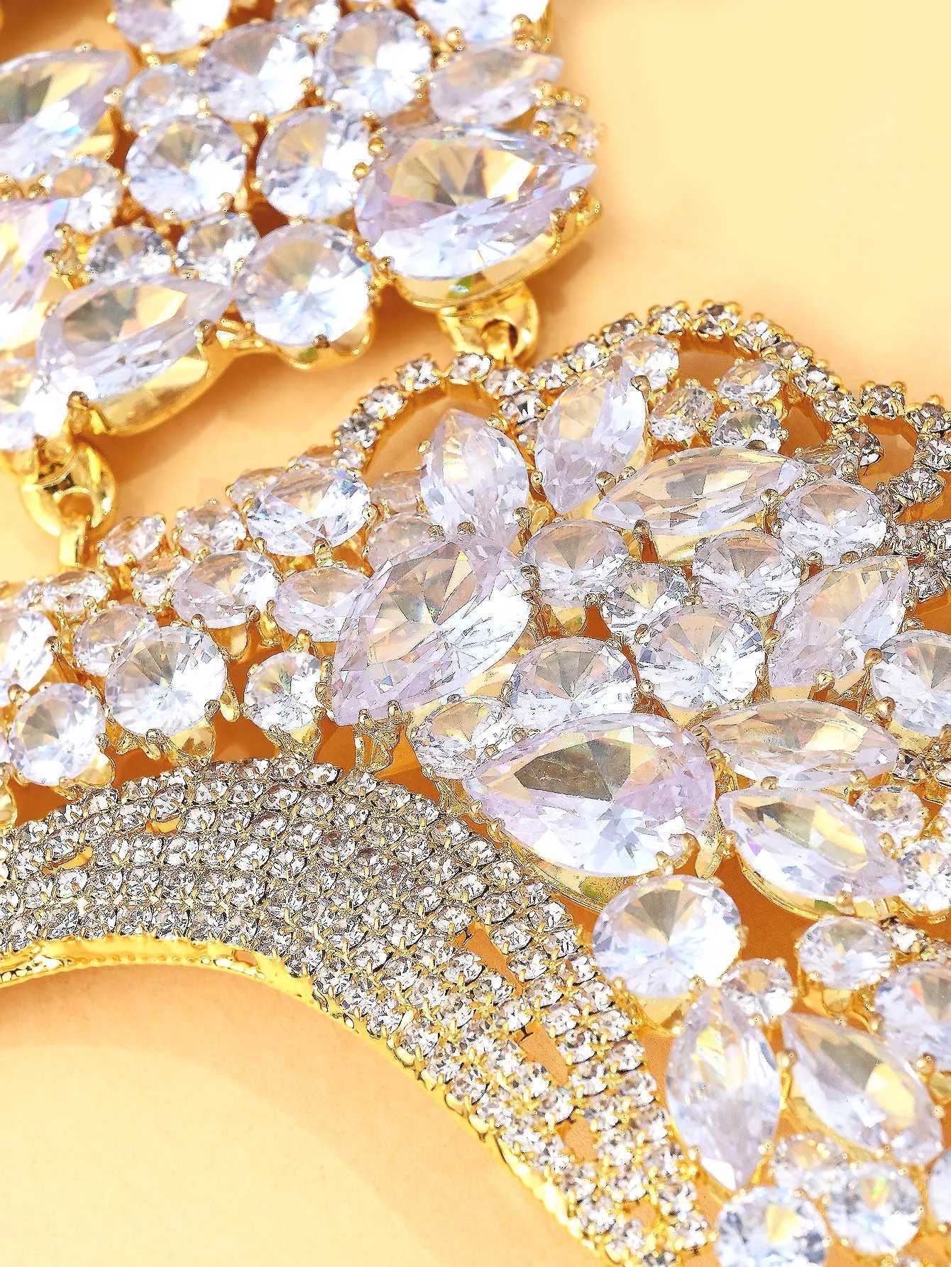 StoneFans Fashionable Crystal Zircon Mask With Exaggerated Personality Halloween Prom Half Rhinestone Stretch Cord FinishW251029