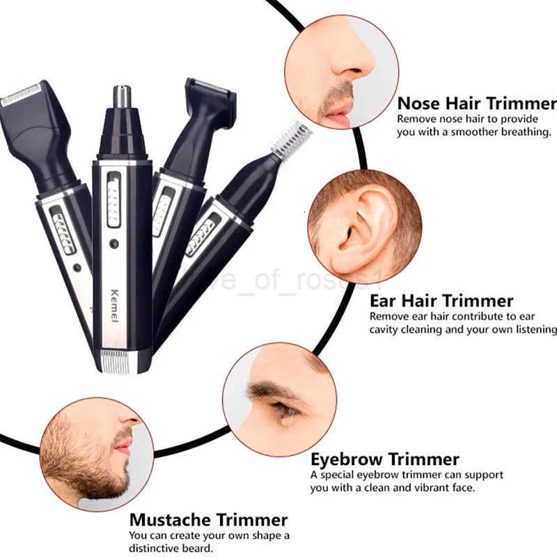 Kemei 4 In 1 Professional Electric Rechargeable Nose And Ear Hair Trimmer Shaver Personal Care Tools For Men KM6630 Z251030