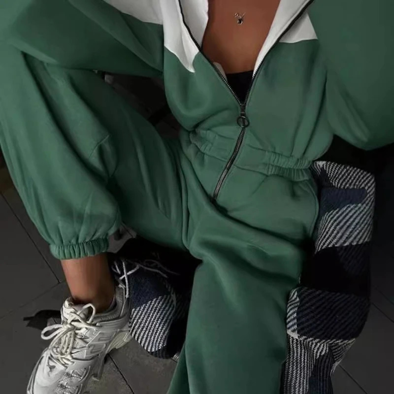 Autumn Women Jumpsuits Rompers Zipper Overalls High Waist Y2k Streetwear Casual Jumpsuit Work One Piece Full Sleeve Long Pants 251028