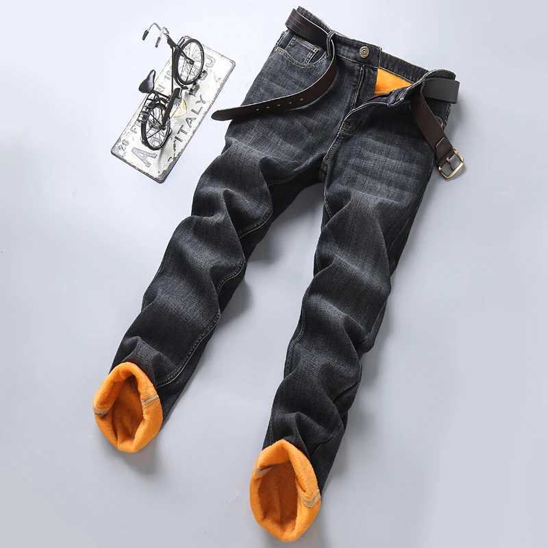 Men New Winter Warm Fleece Brand Clothing Jeans Men Business Thicken Denim Pants Velvet Flocking Plush Trousers Male Plus Size J251030
