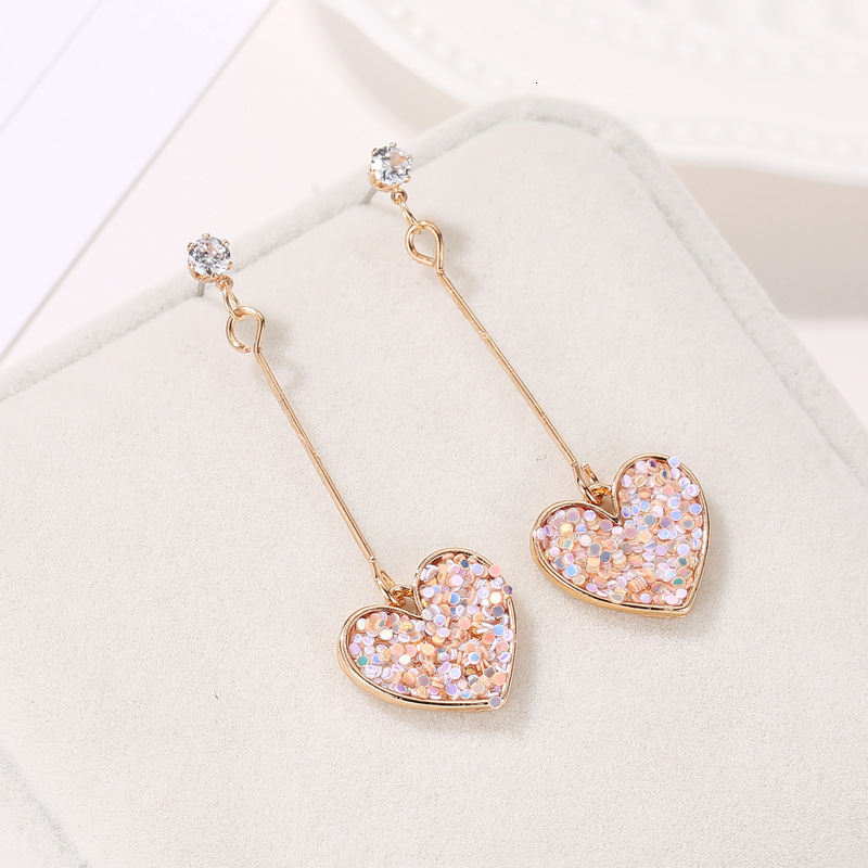 Korean Fresh Heart Tassel Sweet Internet Celebrity Style Colorful Earrings Fashion Versatile Trendy Accessories