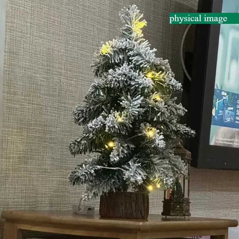4560 CM High Christmas Tree with PVC Snowflakes Flocked Tabletop Decor Tree for Home Office Party Holiday Christmas Decorations C251030