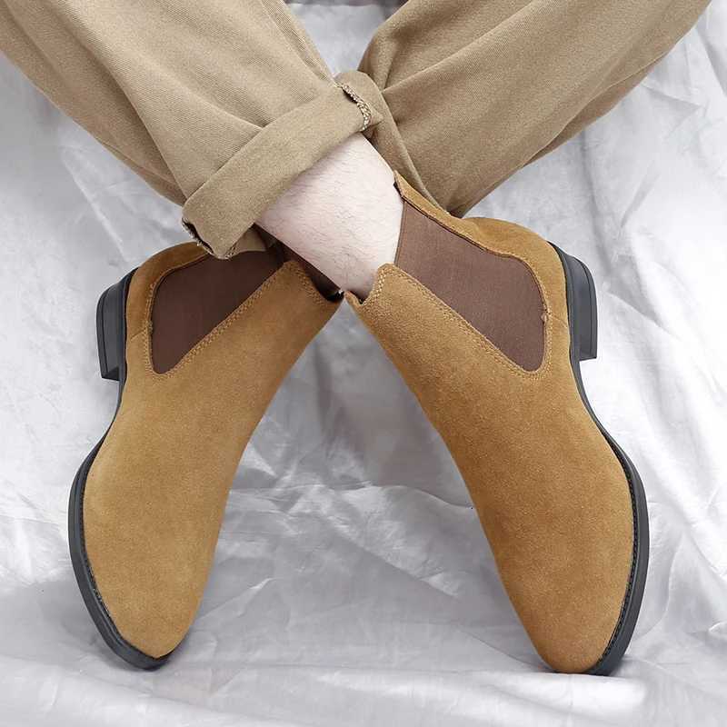 Couple Retro Genuine leather classic Chelsea high top shoes cotton shoes Winter Outdoor Cowboy Botas Unisex Shoes Z251029