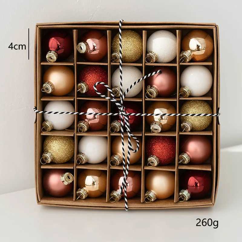 25pcs 4cm Small Size Glass Christmas Ball Ornaments Champagne Christmas Tree Party Decoration New Year Christmas Spheres Pendant C251030
