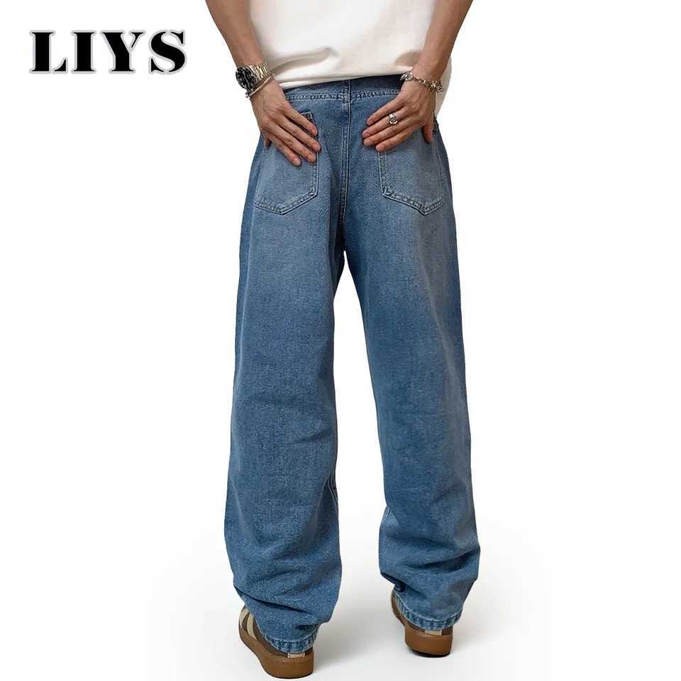 Male Classic America Hip Hop Rap Jeans Wide Leg Youth Popular Jeans Men Straight Leg Retro Loose Trousers Autumn Denim Pants J251030