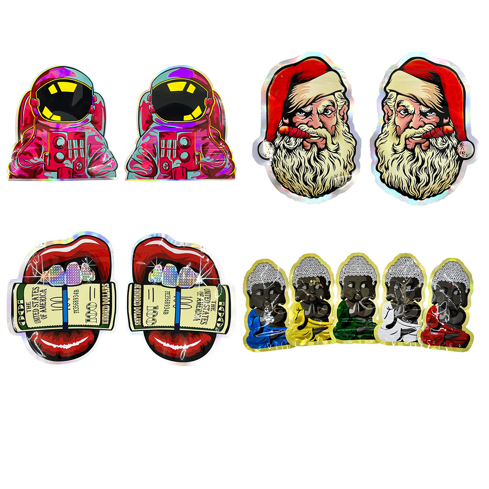 New Designs Cartoon Spaeaman Irregular Cute Mylar Bags 3.5g Smell Proof Pouch Soft Touch Empty Zip Lock 3.5 Plastic Package Pouches Storage Packaging case Candy