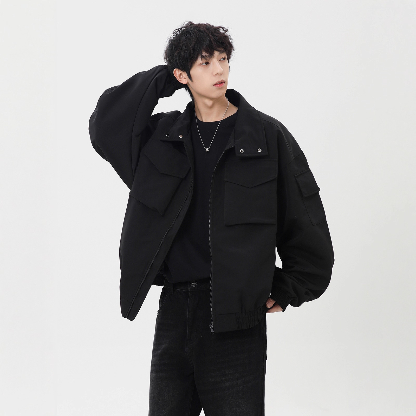 Light Cavalry Multi-pocket Workwear Jacket For Men 2025 Spring And Autumn Designer Coat American Style Cool Trendy Loose Stand Collar Jacket