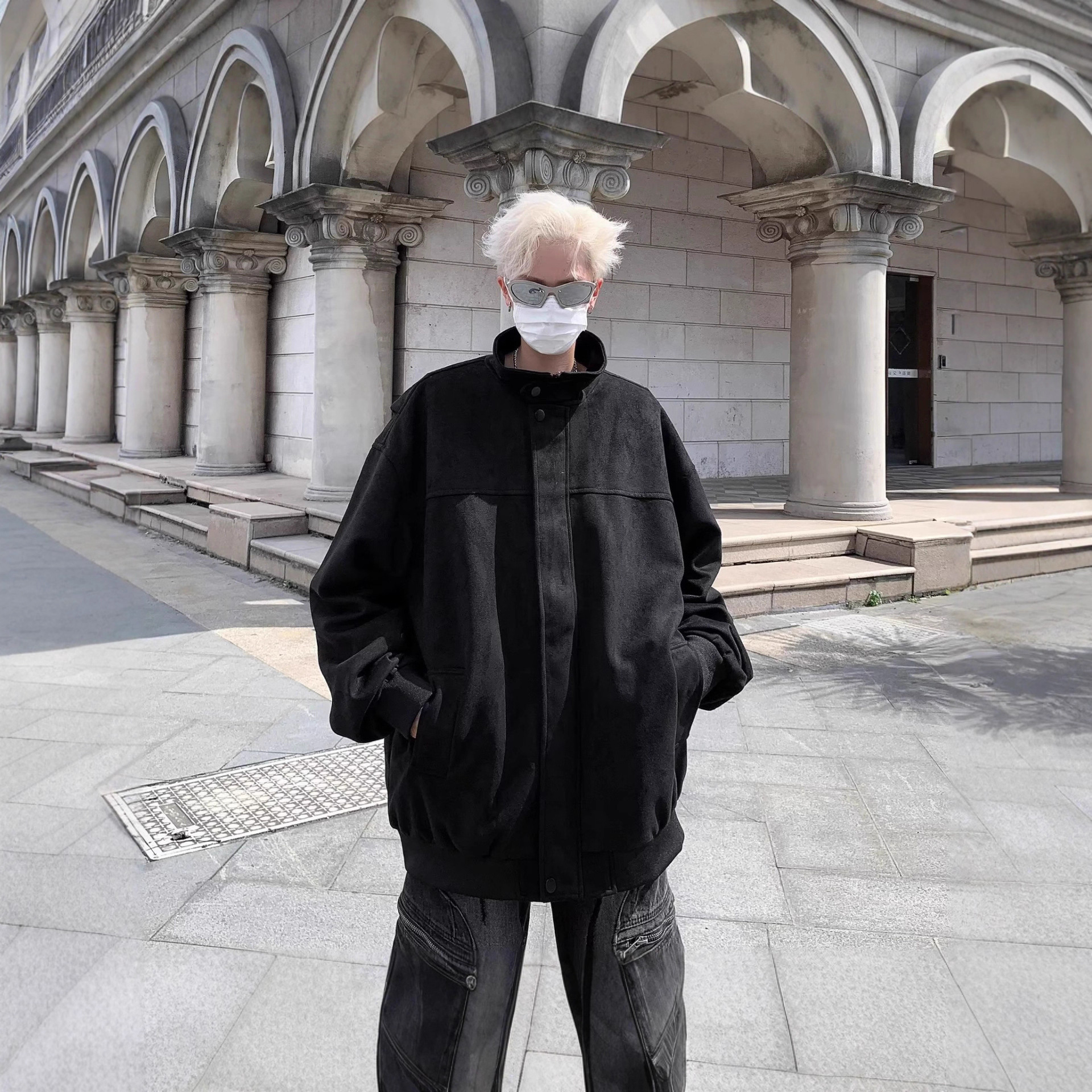 2025 Spring And Autumn Designer Coat American Style Men's Casual Jacket With Unique Design Loose Fit Stand Collar Jacket