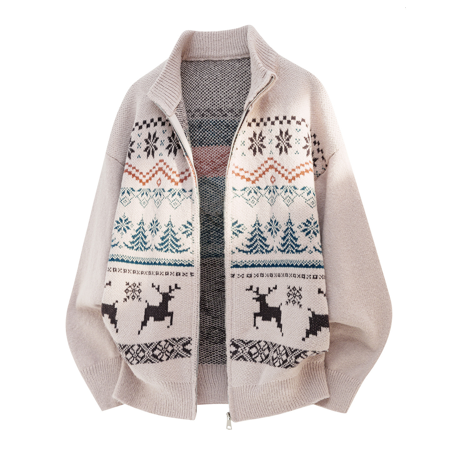 Jacquard Texture Fair Isle Cardigan Sweater For Men New Autumn Designer Sweater And Winter Ethnic Style Soft Knitted Jacket