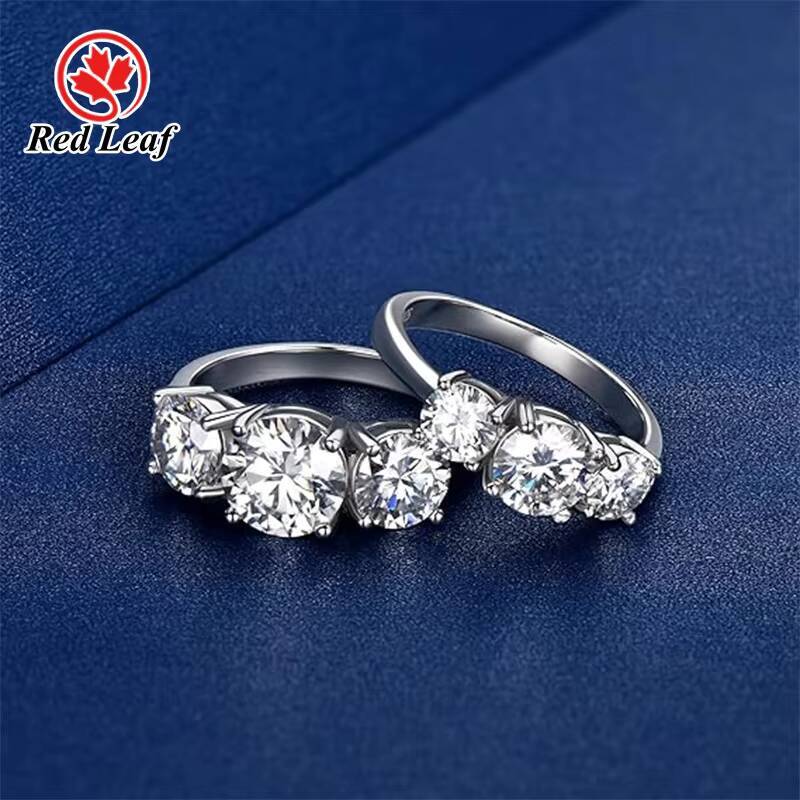3 Stone Stackable 925 Sterling Silver Round Cut Moissanite Wedding Band Fashionable Fine Jewelry Moissanite Rings for Women
