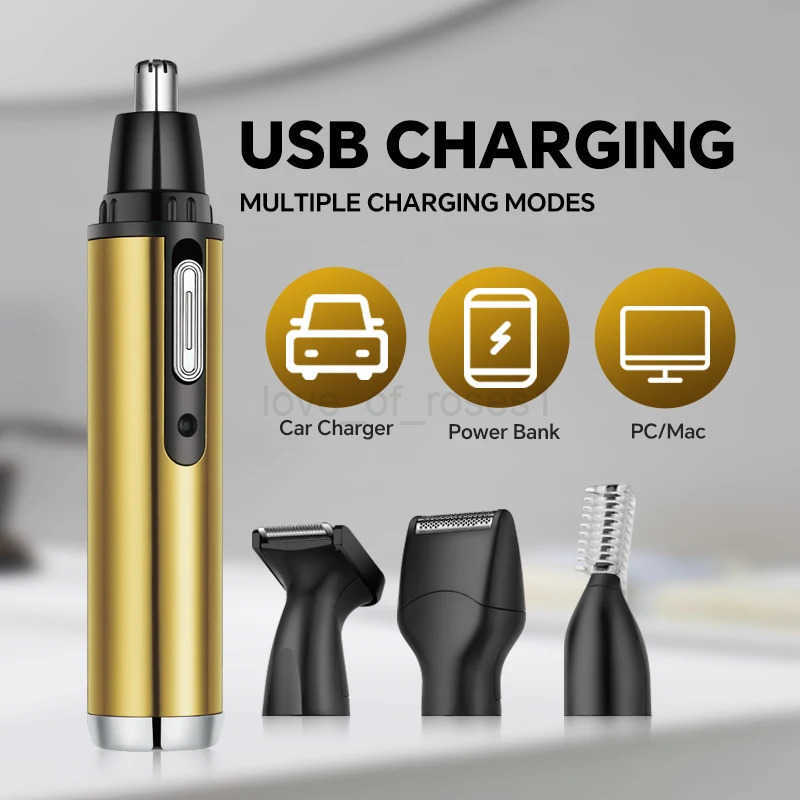 4in1 professional beauty kit USB rechargeable nose and ear clipper beard and eyebrow shaver Z251030