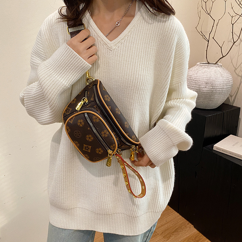 Senior All Kinds Of Cross-Body Bag Retro Old Flower Pu Trend Chest Bag Fashion Shoulder Bag 2025