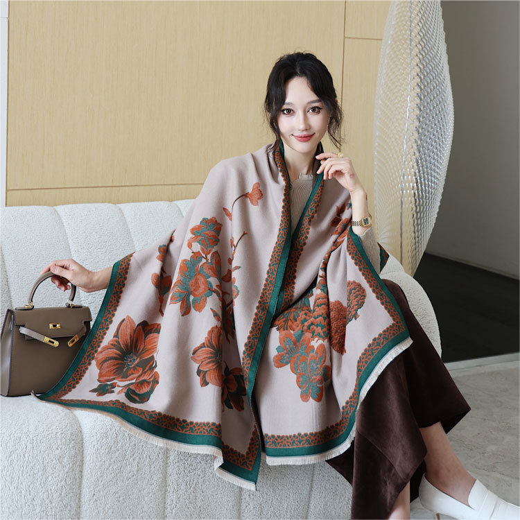 New Elegant Imitation Cashmere Scarf Charming Women s Double Sided Dual Purpose Jacquard Shawl Scarf Autumn And Winter Long Thick Warm Scarf