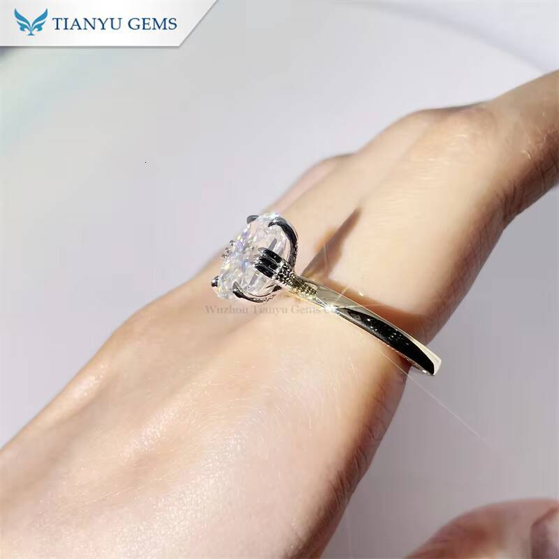 Tianyu 10K 14K 18K Gold Jewelry Customized Octagon Crushed Ice Cut D VVS Moissanite Diamond Engagement Rings