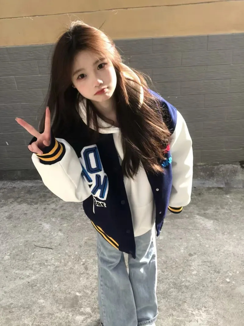 2025 American High Street Mao Jinxiu Alphabet Baseball Uniform Jacket Female Y2K Gothic Harajuku Trend Couple Jacket 251029