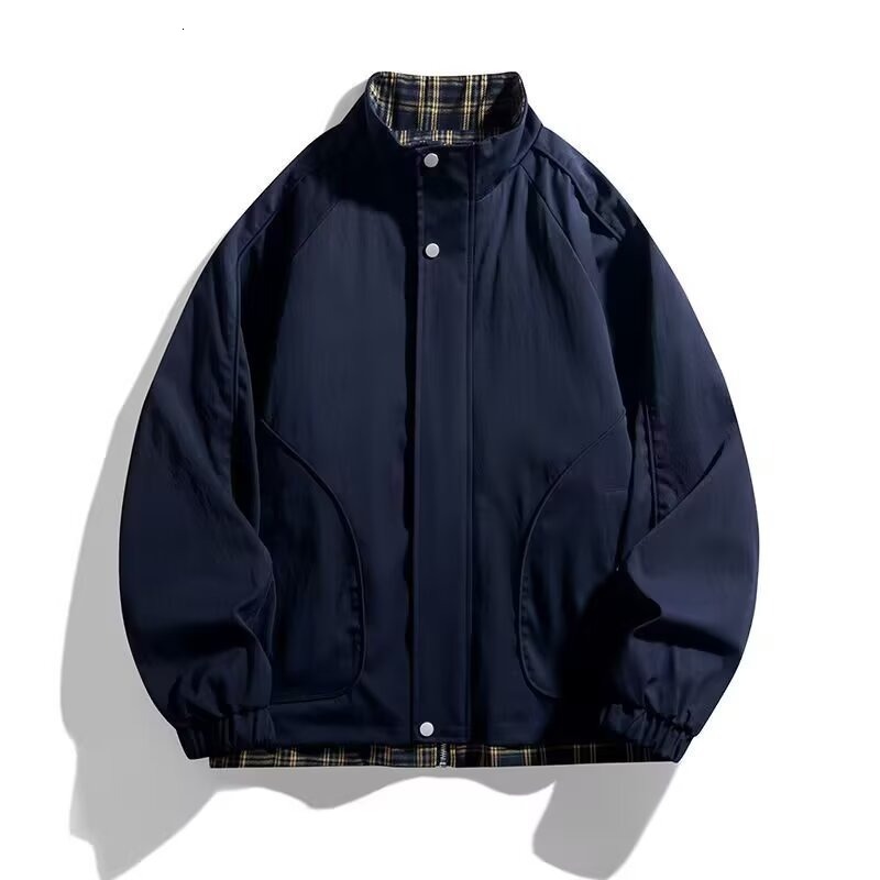 Autumn New Men's Loose Stand Collar Jacket Fashion Patchwork Color Block Designer Coat Stylish Versatile Casual Simple Coat