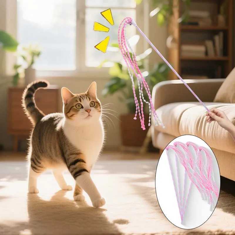 Cat Teaser Stick Toy Training Durable Teeth Cleaning Squeaky Kitten Toy Interactive Selfpleasure Cat Toy Supplies S251029{category}