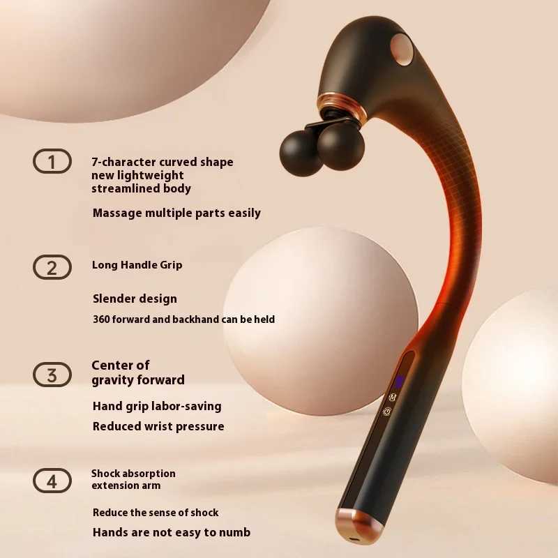 USB Dual Head Extended Handle Fascia Gun Dual Massage Experience Massager J251030
