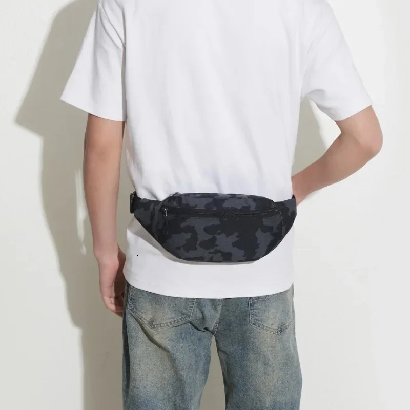 Mens Crossbody Waist Bag Multifunctional Waterproof Fitness Chest Pack with Three Pocket Nylon Fabric Chest Trendy Shoulder Bag 251030