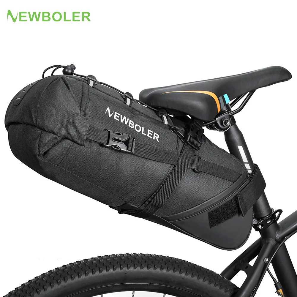 NEWBOLER Bike Saddle Bag Waterproof MTB Road Bicycle 10L Large Capacity Cycling Bag Foldabe Tail Rear Bag Trunk Accessories H251029