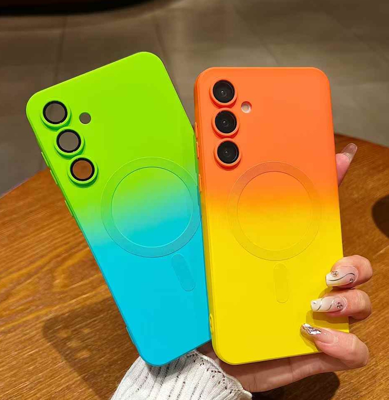 S26 Ultra Magnetic Wireless Charging Case For Samsung S25 FE Edge S24 S23 Plus A37 A57 A56 A36 A26 A25 A17 A16 A15 A07 A06 Gradient Len Protector Soft